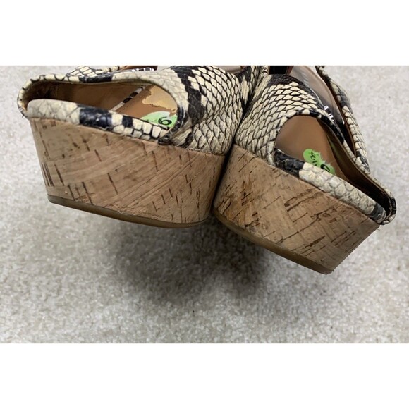 Coach Snakeskin Peep Toe Slingback Wedge Sandals Heels 9.5B Flaw - Picture 7 of 12